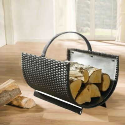 Cesto para Lenha em Polyrattan e Metal