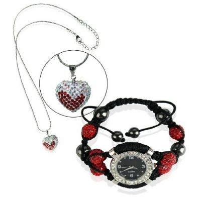 Relogio Shamballa + Colar Cristal