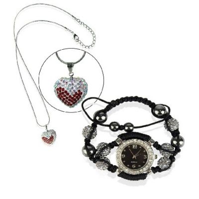 Relogio Shamballa + Colar Cristal